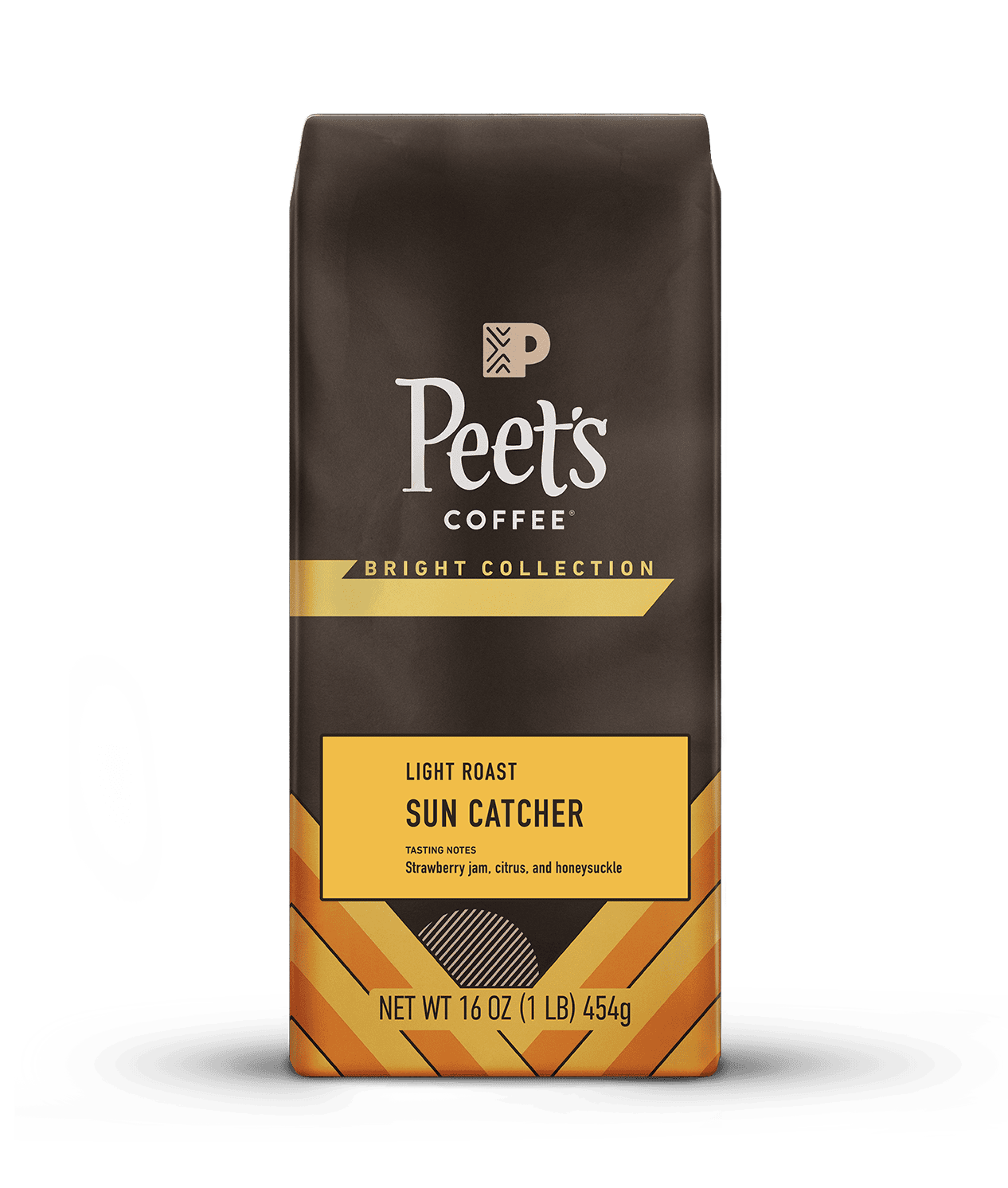 Peet's Coffee Sun Catcher Coffee Beans in a brown and yellow bag
